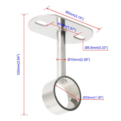 Ohamtes 4Pcs ID32mm(1-1/4"), L100mm, clothes rail mounting bracket, shower curtain closet tie rod support frame, curtain rod flange socket