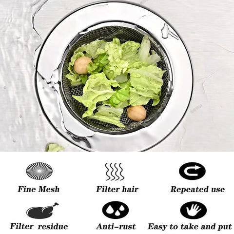 2 Pcs Kitchen Sink Strainer, Stainless Steel Sink Drain Strainer, 7.5 cm Drain Filter Strainer, Bathroom Sink Stopper, Hair Catcher, for Kitchen Sink