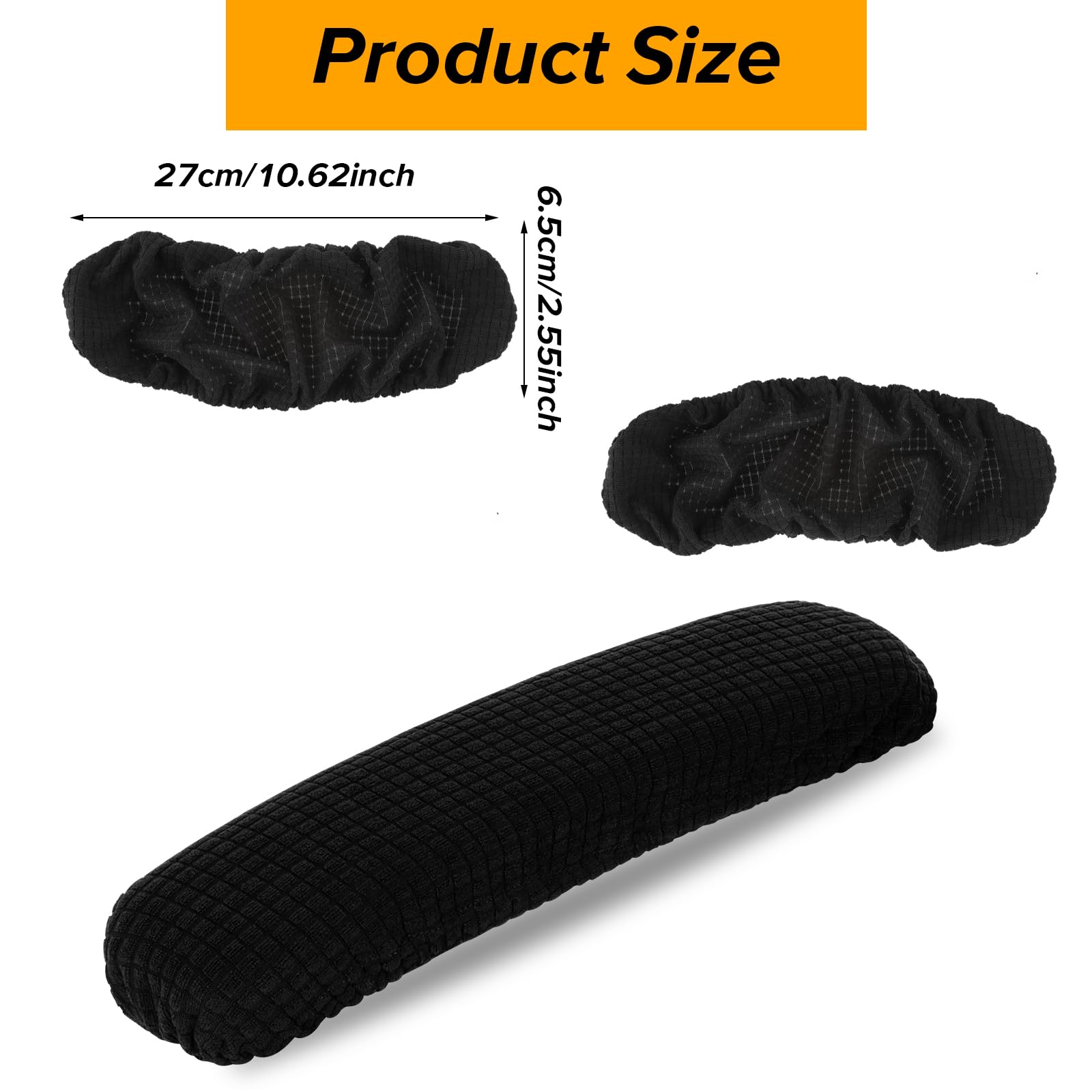 2PCS Office Chair Arm Covers Removable 30cm Polyester Gaming Chair Armrest Slipcovers