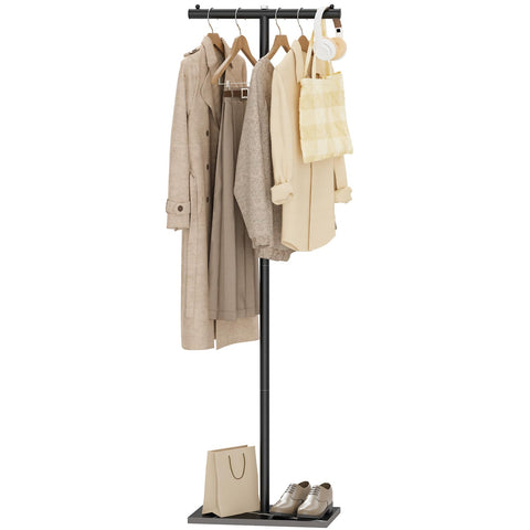GUOHNHE T-shaped Coat Rack Freestanding, Metal Hanger, Black, 175 cm High