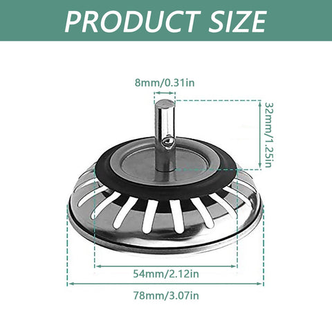 2Pcs Stainless Steel Sink Drainer Plug Strainer