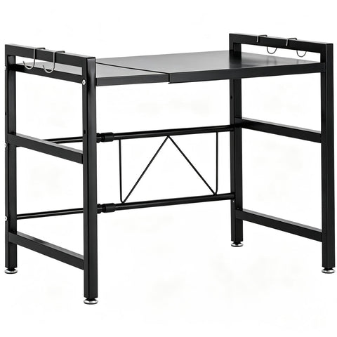 Multibao Expandable Microwave Rack Shelf, 2 Tier Oven Rack Stand Holder Kitchen Corner Shelf Desktop Printer Shelf Rack, Bakers Rack