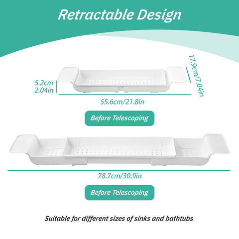 Expandable Bath Rack, Bath Tray Adjustable Bathtub Tray Multifunctional Bathtub Caddy Trays Bathroom Accessories Stylish For Candle Towel Book Wine