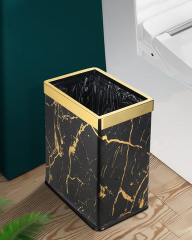 Small Bedroom Waste Bin,Trash Bin for Bathroom Office Hotel,Black Gold