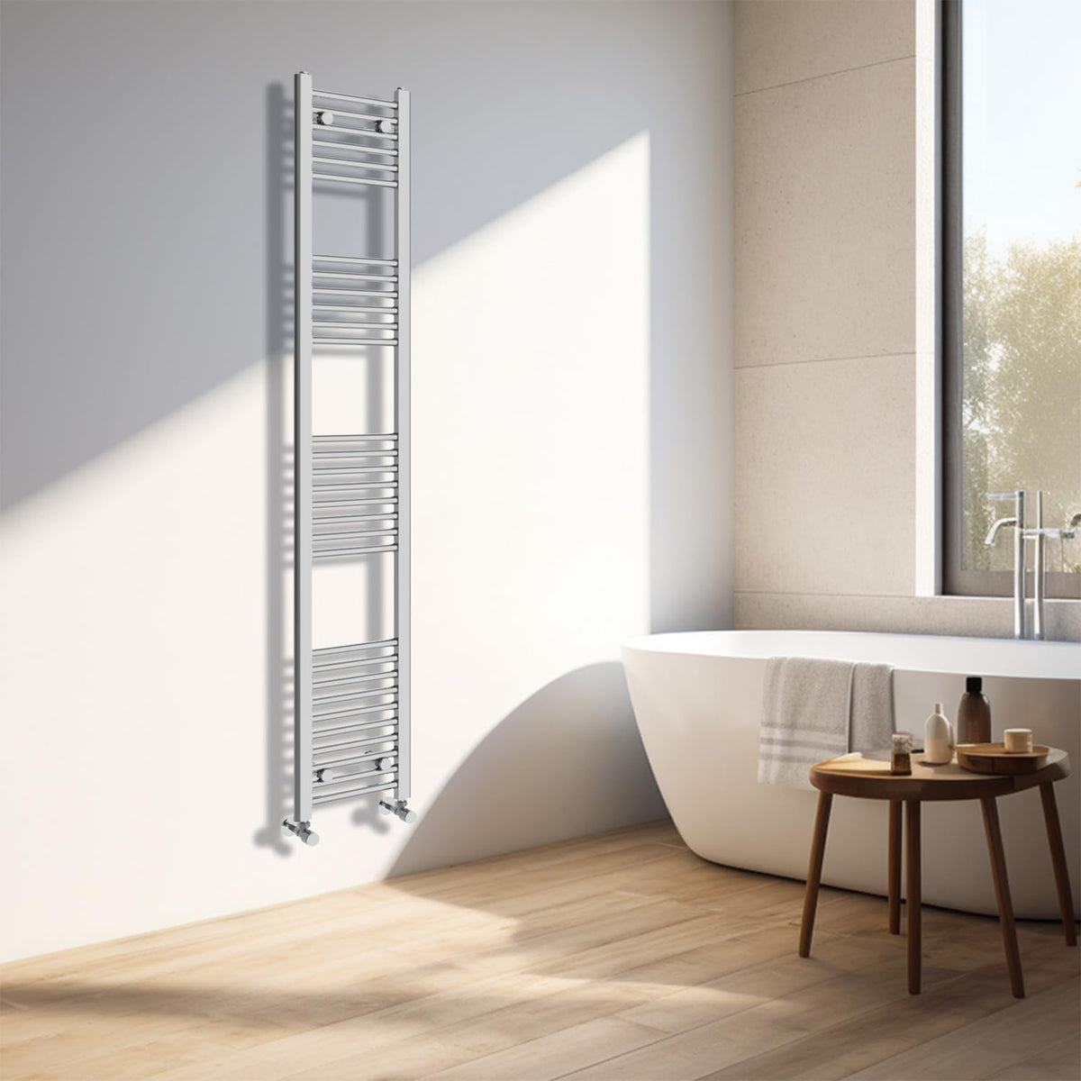 NRG Chrome Heated Towel Rail Straight Designer Radiator, 1800×300mm