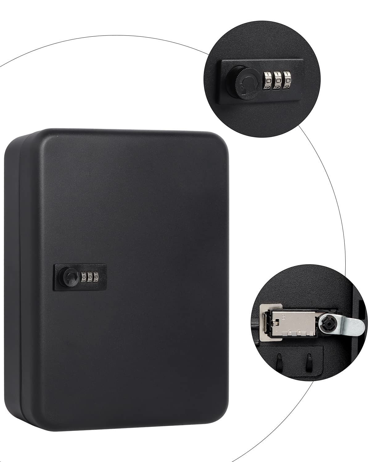 Parrency Combination Lock Key Box with 48 Hooks, Large Wall Mount Combination Lock Cabinet, 11 4/5" x 9 1/5" x 3" (Key Tags Included)
