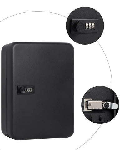 Parrency Combination Lock Key Box with 48 Hooks, Large Wall Mount Combination Lock Cabinet, 11 4/5" x 9 1/5" x 3" (Key Tags Included)