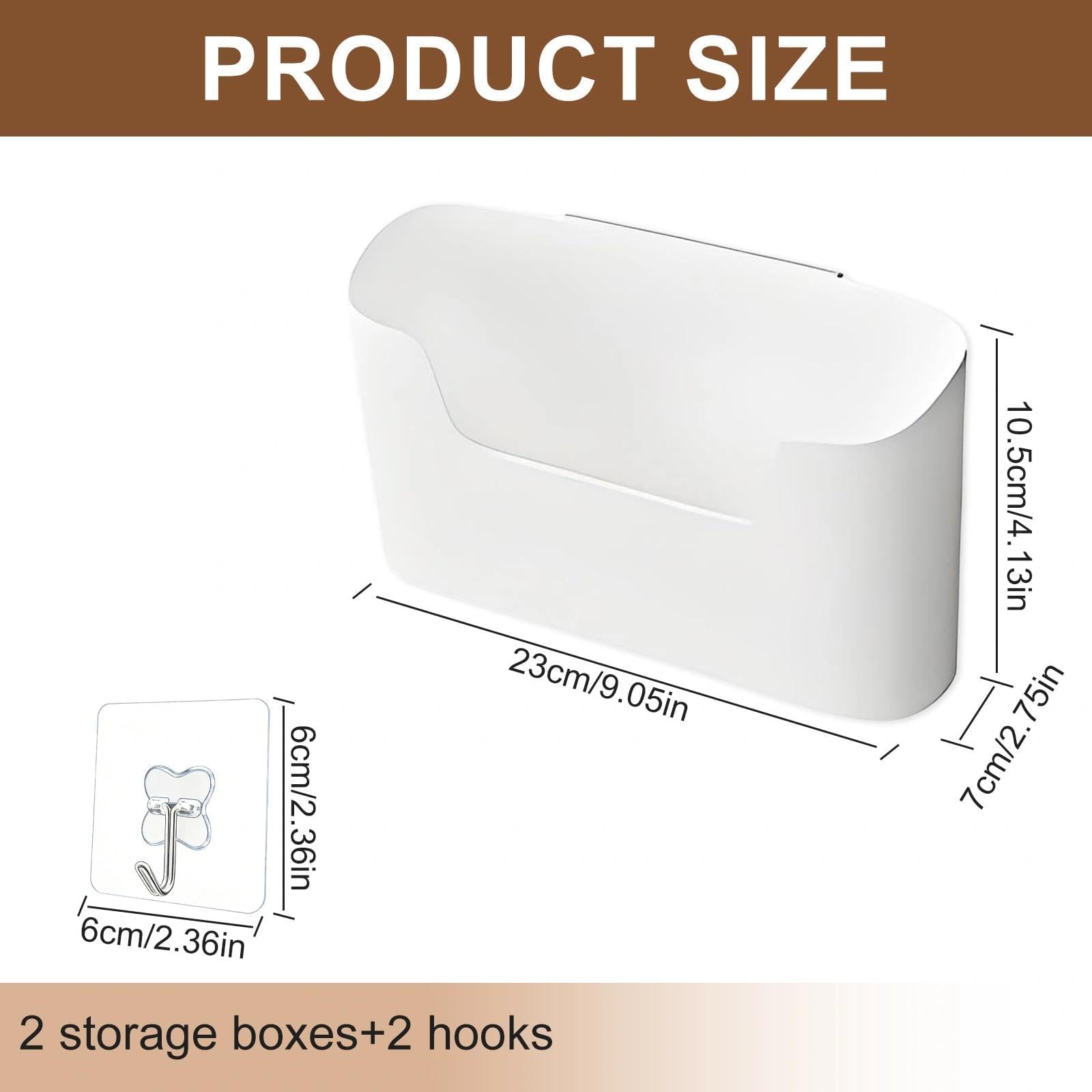 YSHODGU 2 Pcs Wall Mounted Storage Boxes, Kitchen Cabinet Door Storage Boxes, Self-Adhesive Without Drilling, With Hooks