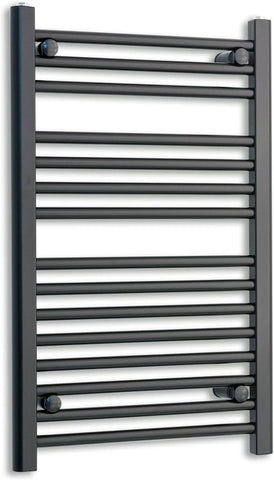 500mm Wide Black Heated Towel Rail Straight Flat Bathroom Warmer Radiator Rack Central Heating Turkish Zone (500mm x 800mm)