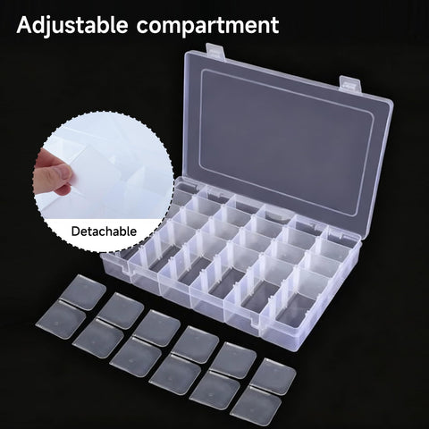 2 Pack 36 Grids Organiser Storage Box, Plastic Clear Stackable Container, Fishing Tackle Box, Craft Storage Boxes with Adjustable Dividers for Beads