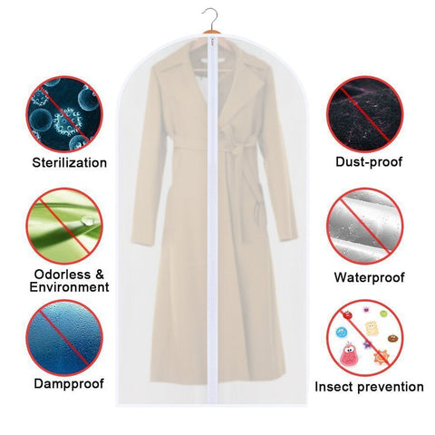 Garment Bags, Breathable 63 inch(6 PCS) Long Wedding Gowns Dress Bags Coat Clothes Covers Bags Moth Resistant Hanging Zipped Garment Bags for Long
