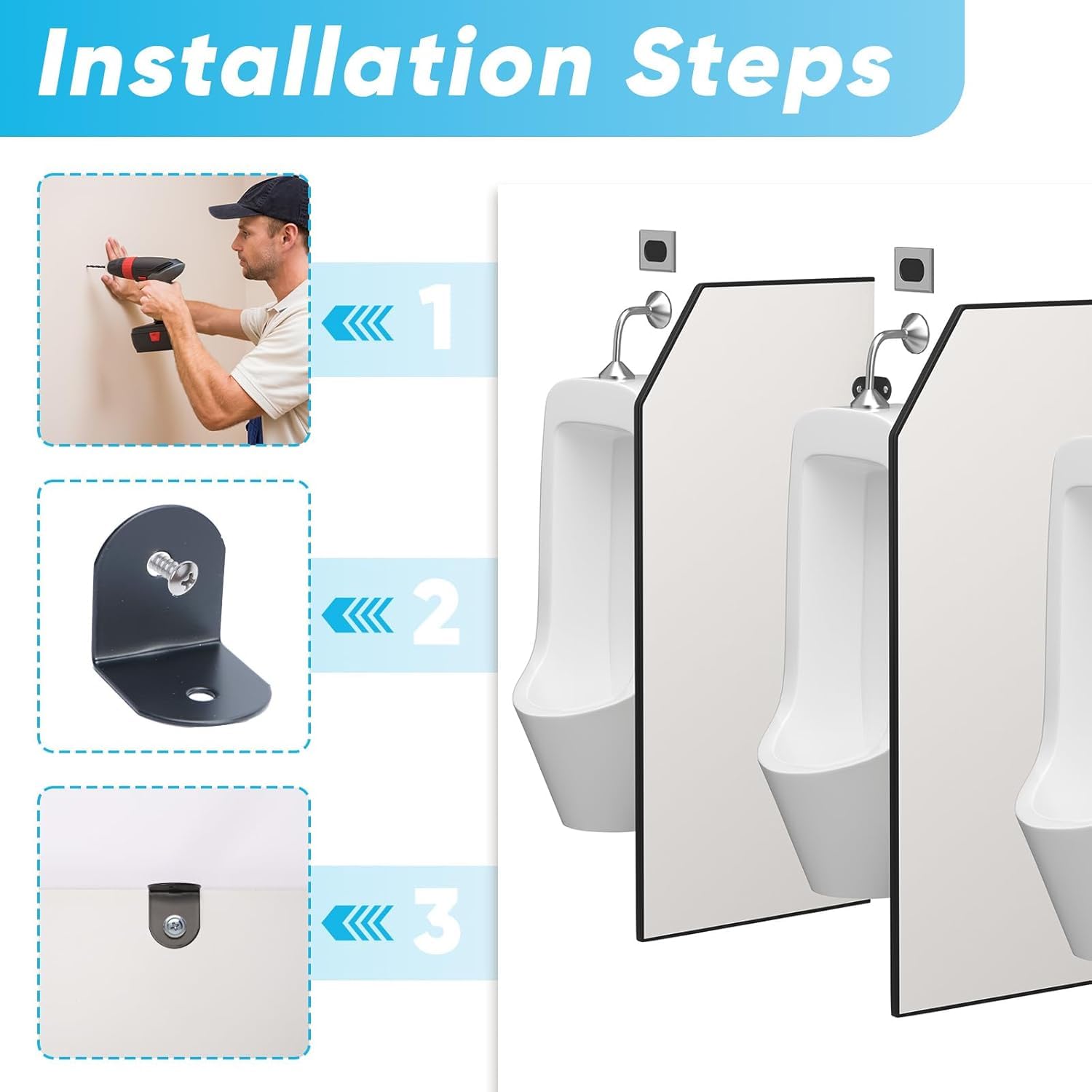 YAGEANNL Urinal Partition Divider, 1PCS Privacy Screen for Toilets, Men's Urinal Screen, Public Health Partition for Schools/Shopping Malls/Public