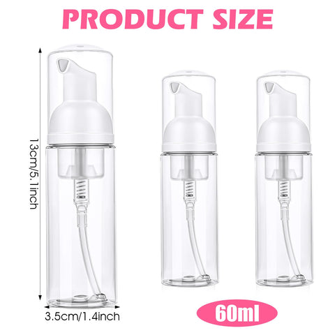 3 Pcs Travel Foam Pump Bottle, Portable 60ml / 2 oz Travel Size Pump Bottle, Empty Refillable Plastic Mousse Foam Soap Dispenser Pumps for Hand Soap