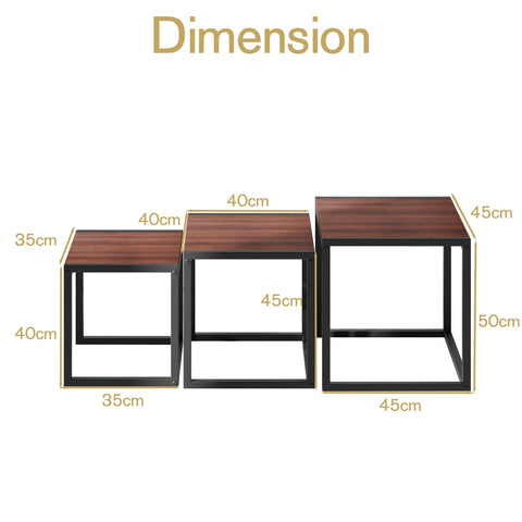 DUMEE Nesting Coffee Tables Set of 3,Sofa End Tables,Nest of Tables Walnut