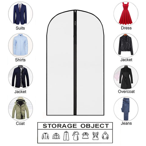 6Pack Breathable Clothes Covers with Zip, 60 x 120cm Hanging Garment Covers Bags, Moth-Proof Storage Bag for Men Suit, Dress Bag Covers