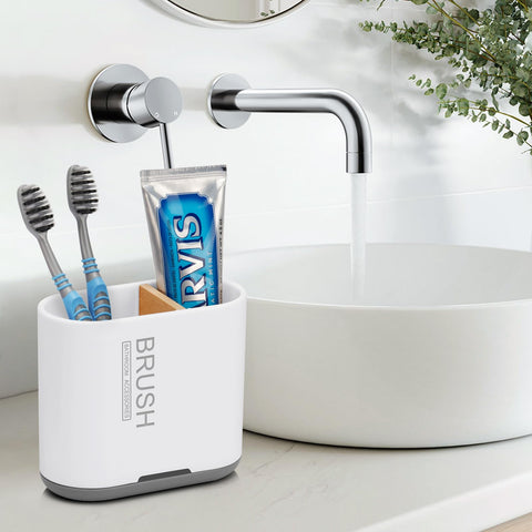 PARKMANI Electric Toothbrush Holders for Bathrooms, Toothbrush and Toothpaste Holder, Detachable Bathroom Toothbrush Caddy With Drainage for Family