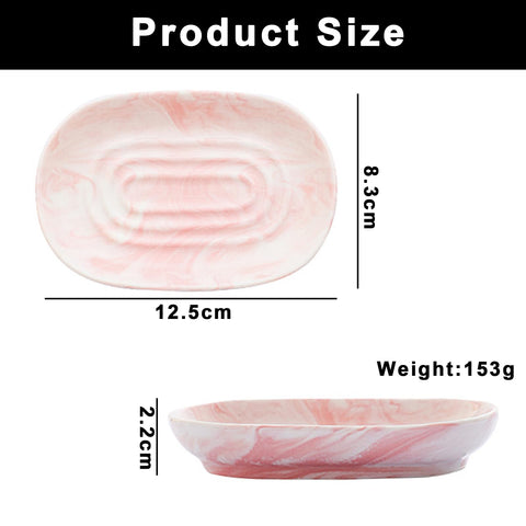 Xgvzs 1 PCS Ceramic Soap Dish Bar Soap Holder Soaps Tray Dish Oval Container Keep Soap Dry for Bathroom Sink Kitchen Counter (Pink)