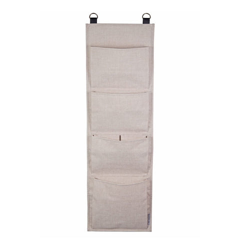 Bigso Box of Sweden Foldable Hanging Storage Organiser - Door and Wall Hanging Storage with 4 Compartments and Linen Effect
