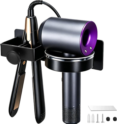 CHAMSUREUK Hair Dryer & Straightener Holder, Hairdryer Holder Wall Mounted