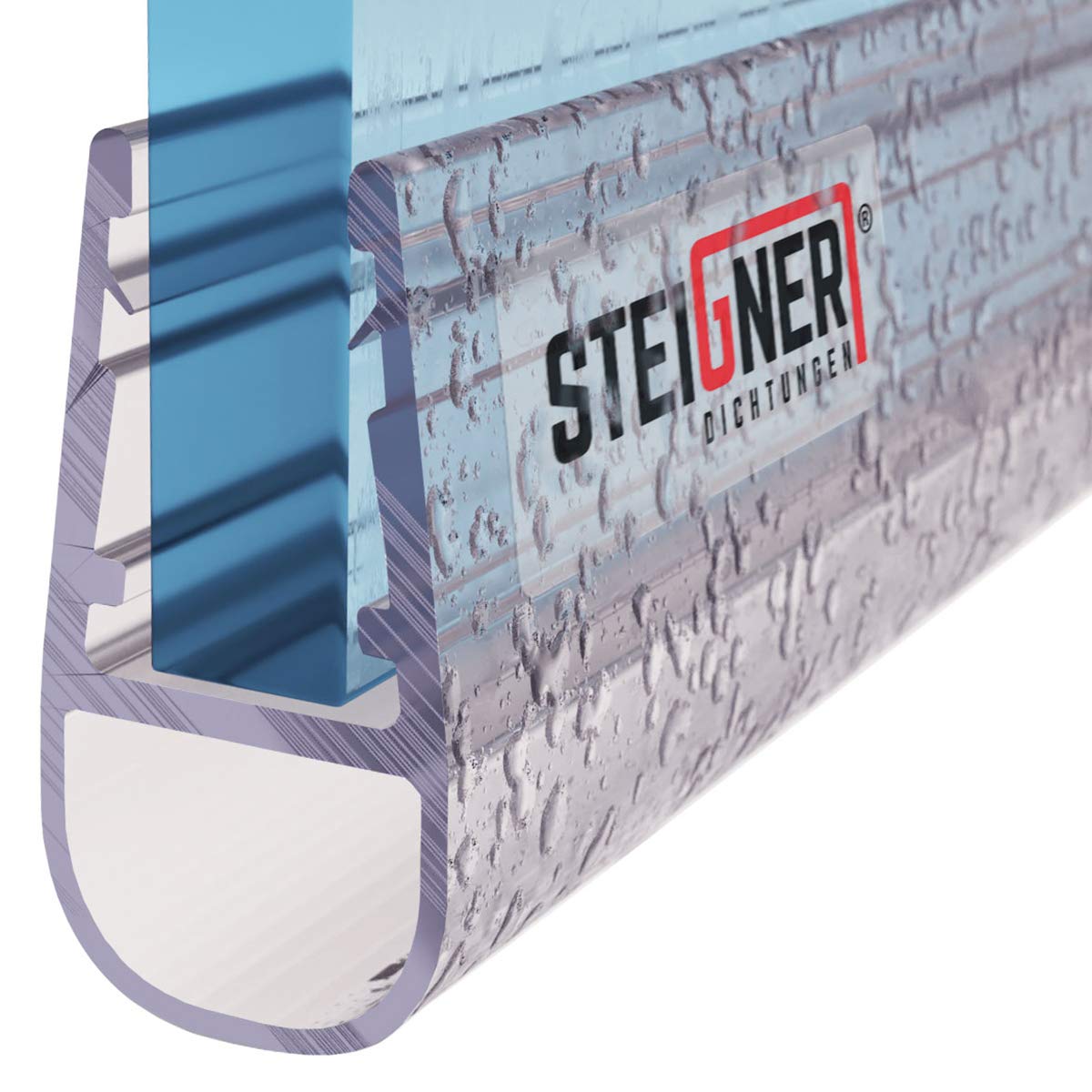 STEIGNER UK07 70cm Shower Seal for 6/7 / 8mm Glass Shower Doors and Panels Stops Leaks and Creates A Barrier