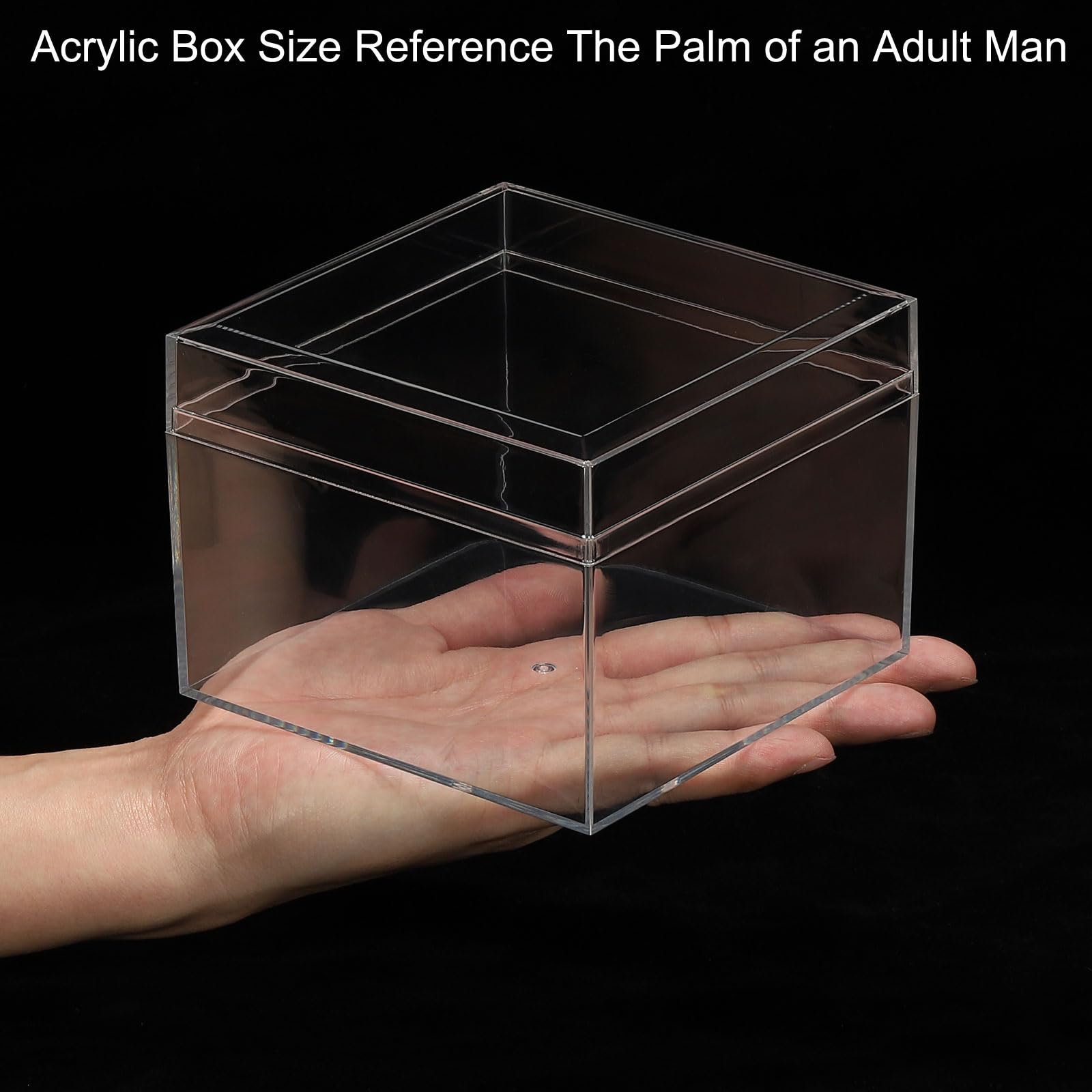 PATIKIL Acrylic Box with Lid 4.72" x 4.72" x 3.54", Clear Acrylic Display Boxes Plastic Square Cube Containers Storage Organizer for Candy Tiny