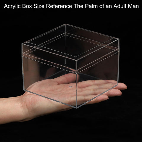 PATIKIL Acrylic Box with Lid 4.72" x 4.72" x 3.54", Clear Acrylic Display Boxes Plastic Square Cube Containers Storage Organizer for Candy Tiny