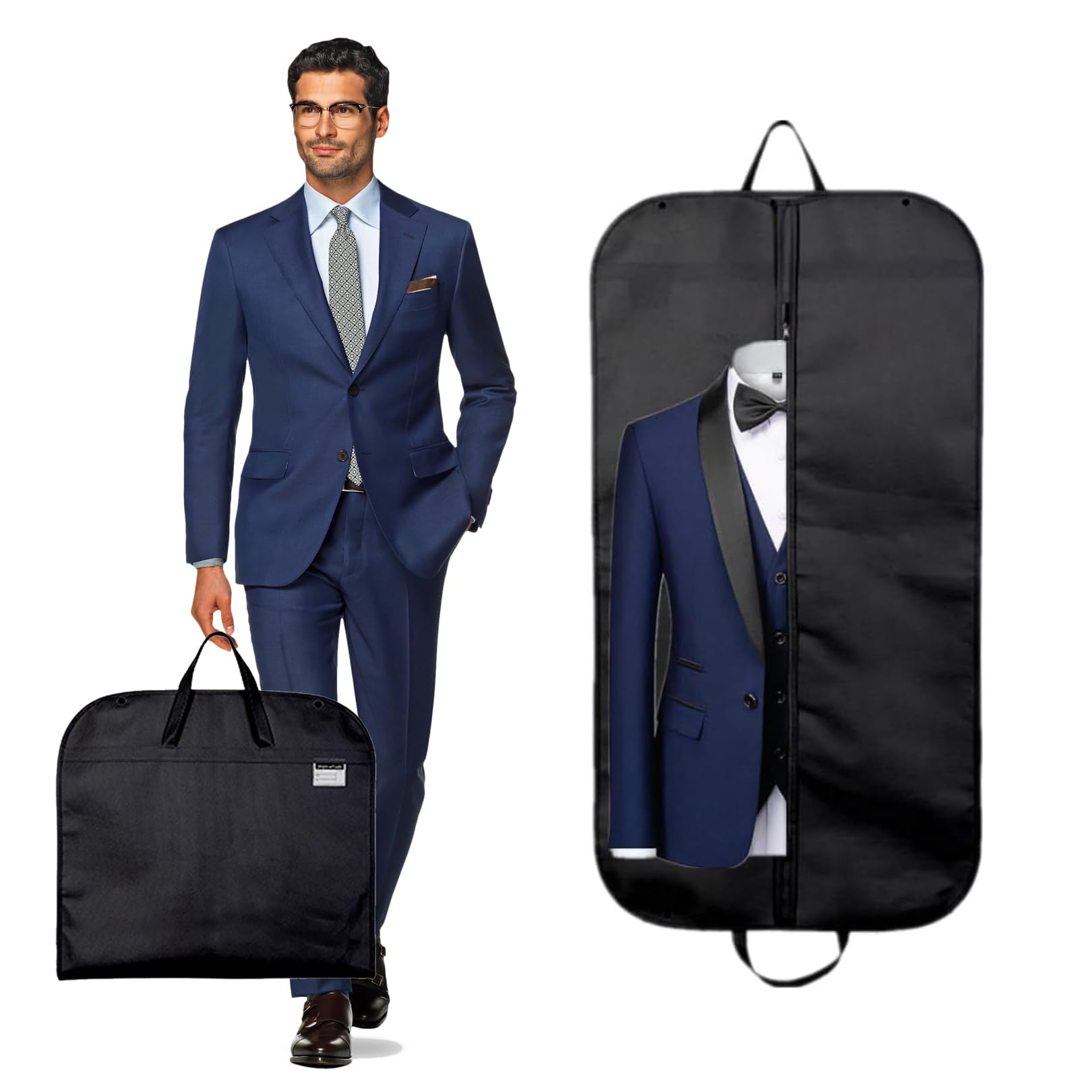 1 Pcs Suit Carrier Bag,Breathable Garment Suit Clothes Covers Bags,120 * 60cm suit covers for men,Black Zipped Foldover Breathable Multi-Use Garment