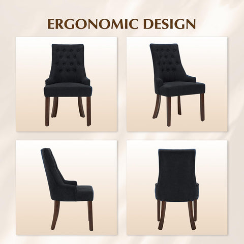 MALOL Upholstered Dining Chairs Set of 4, Wingback Dining Room Chairs with Tufted Button, High Back Kitchen Chairs with Solid Wood Legs