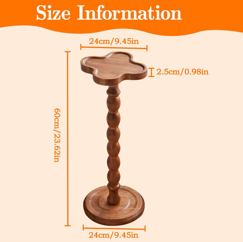 60 cm Solid Wood Round Bar Table, Modern Coffee Drink End Tables, Anti-slip Cocktail Pedestal Side Table