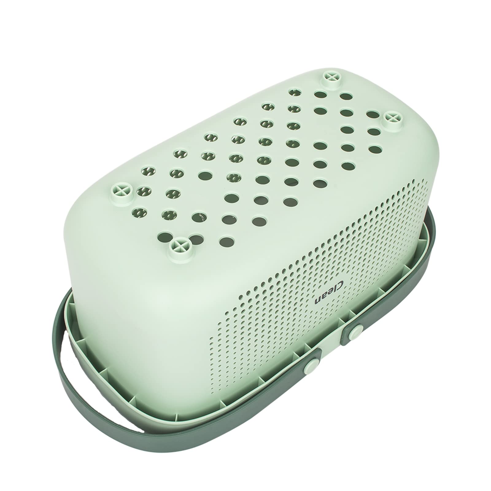 JiatuA Plastic Storage Basket with Handle Portable Shower Caddy Tote Organizer Basket Bin for Bathroom Kitchen Dorm Room Bedroom, Green