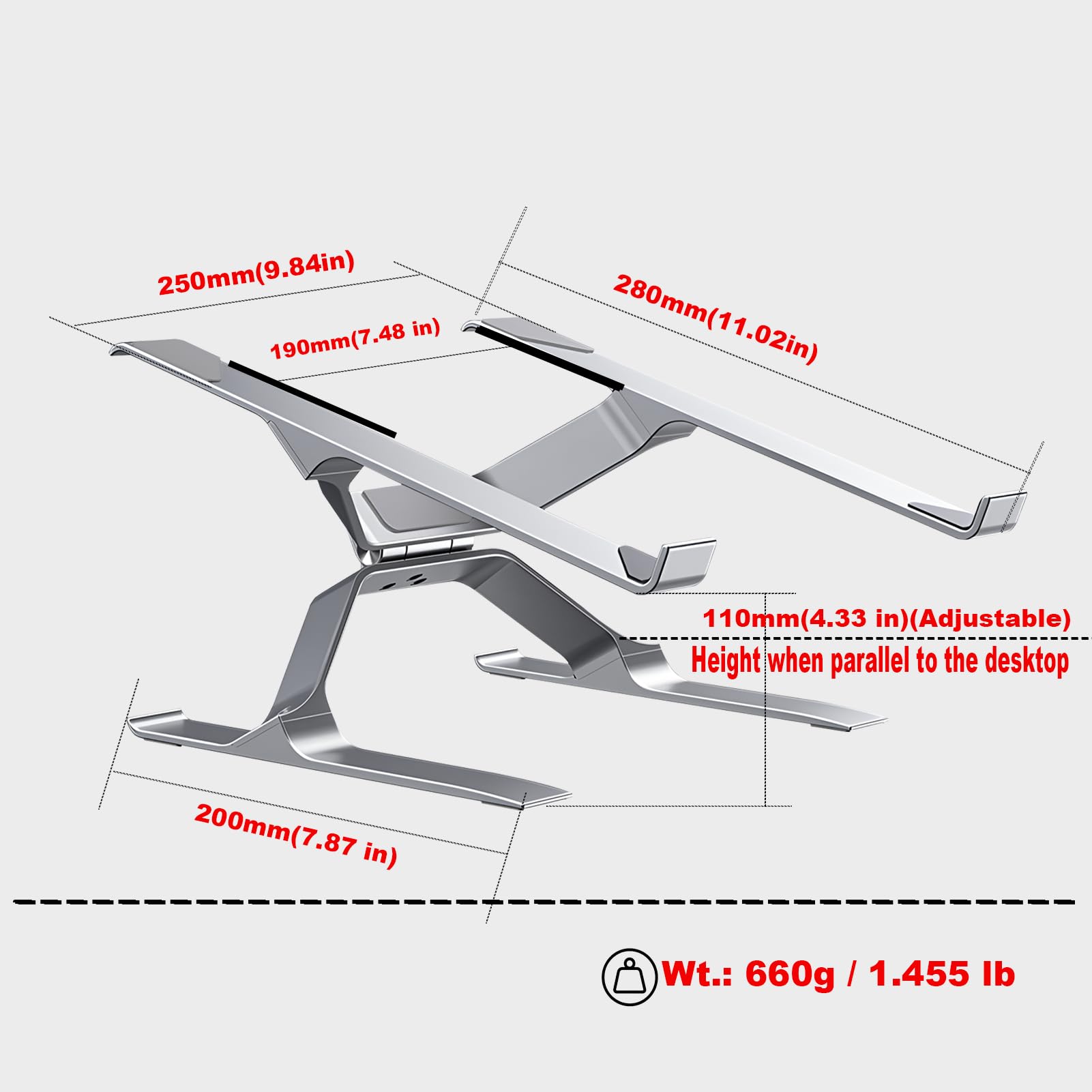Adjustable Laptop Stand for Desk, Portable Laptop Riser, Ergonomic Computer Notebook Holder for MacBook Pro Air, Dell XPS, HP, Lenovo (13.3-17.3'')