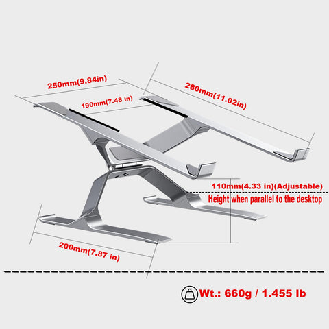 Adjustable Laptop Stand for Desk, Portable Laptop Riser, Ergonomic Computer Notebook Holder for MacBook Pro Air, Dell XPS, HP, Lenovo (13.3-17.3'')