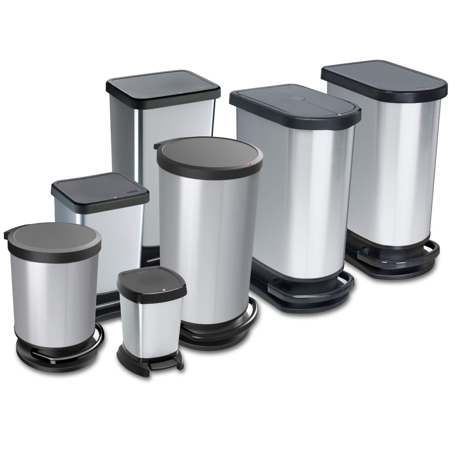 Rotho, Paso, Waste bin 6l for the bathroom with pedal and lid, Plastic (PP) BPA-free, green/metallic, 6l (23,4 x 21,9 x 29,2 cm)