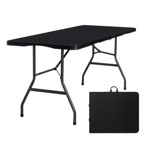 Byliable 183cm Folding Table with Carry Handle, Heavy Duty, Black
