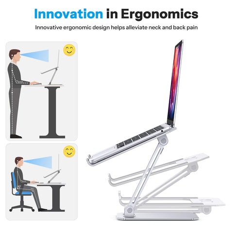 OMOTON Aluminum Laptop Stand for Desk, Laptop Riser with Adjustable Height