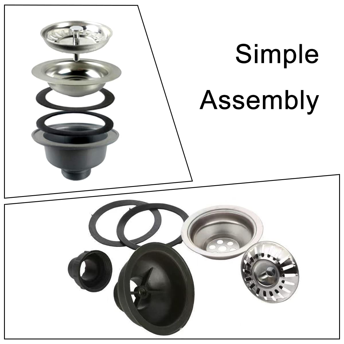 Kitchen Sink Drain Strainer Assembly Stainless Steel Sink Basket Strainer Plug Waste Sink for Home, Kitchen, Balcony Sink