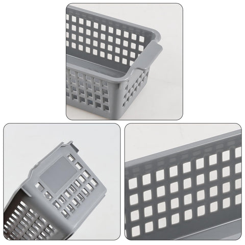 Asking 12-Pack Slim Plastic Storage Basket, Gray Small Desktop Baskets, Narrow Storage Box