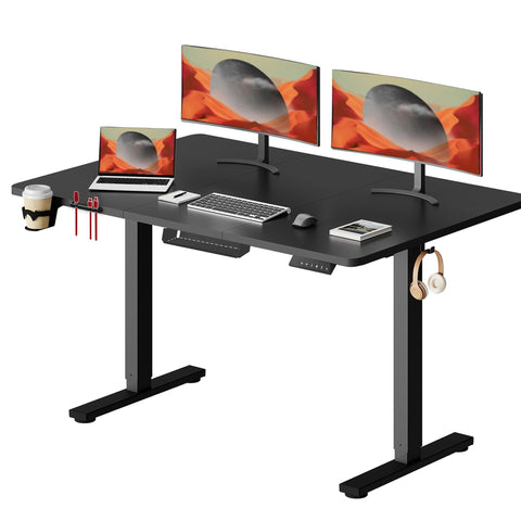 SANODESK 140 * 60 Electric Standing Desk Height Adjustable Standing Desk Sit Stand Tablewith Cablemanagement Tray Adjustable Desk Stand Up Desk with