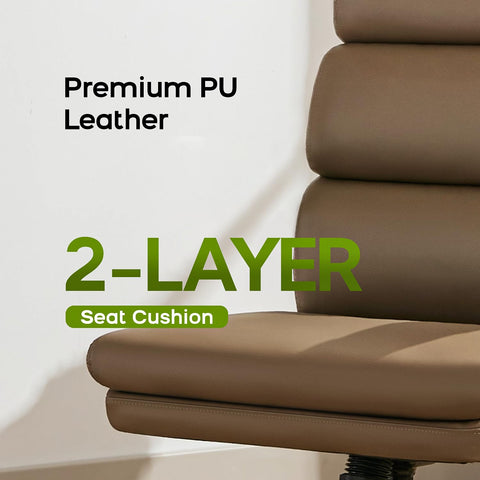 LukkDys Executive Office Chair with Flip-Up Armrests, 3-Stage Lumbar Support, Ergonomic Mid Back PU Leather Swivel Chair