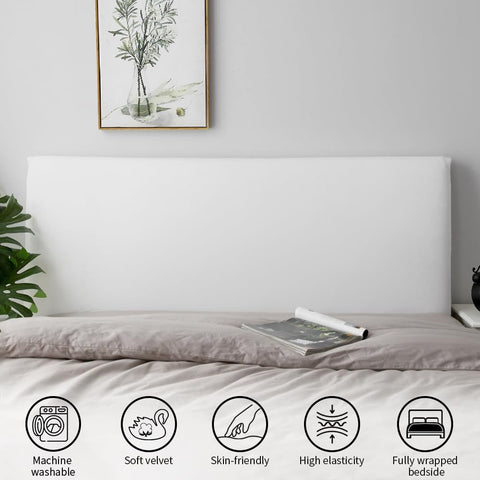Caijin Bed Headboard Slipcover, Stretch Bed Headboard Cover, Dustproof Protector Cover for Linen Fabric Tufted Upholstered Headboard