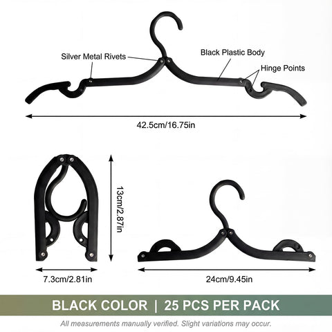 25 Pcs Travel Coat Hangers Adults Portable Folding Plastic Camping Hote