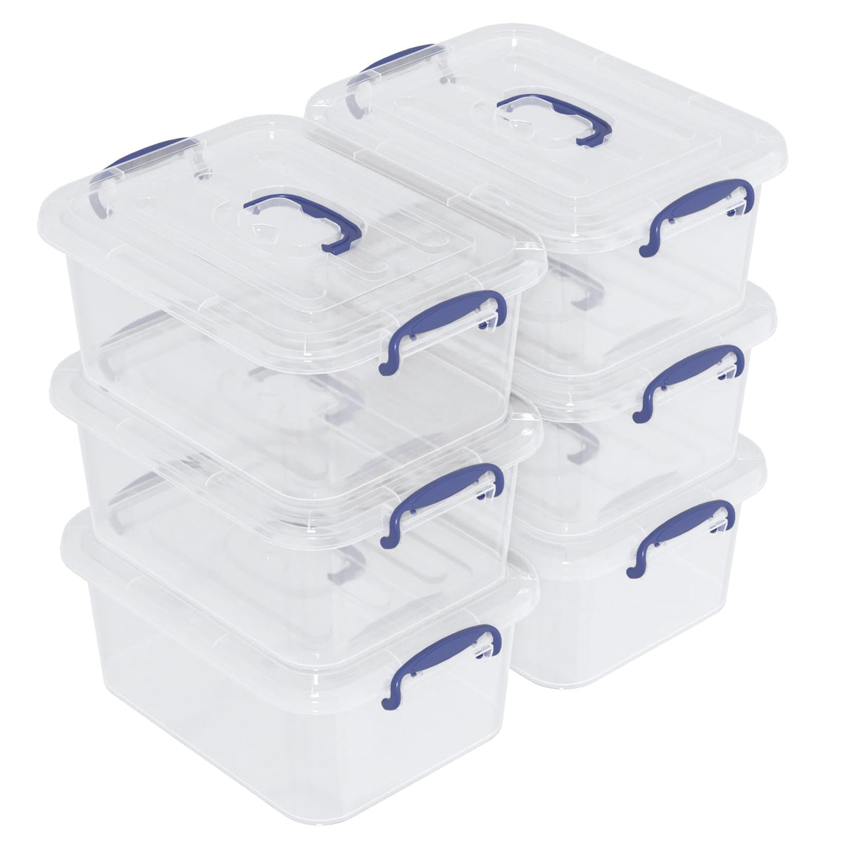Tyminin 6 Packs Clear Plastic Storage Boxes with Clear Lids, Small Latch Bins, 8 Litre, T