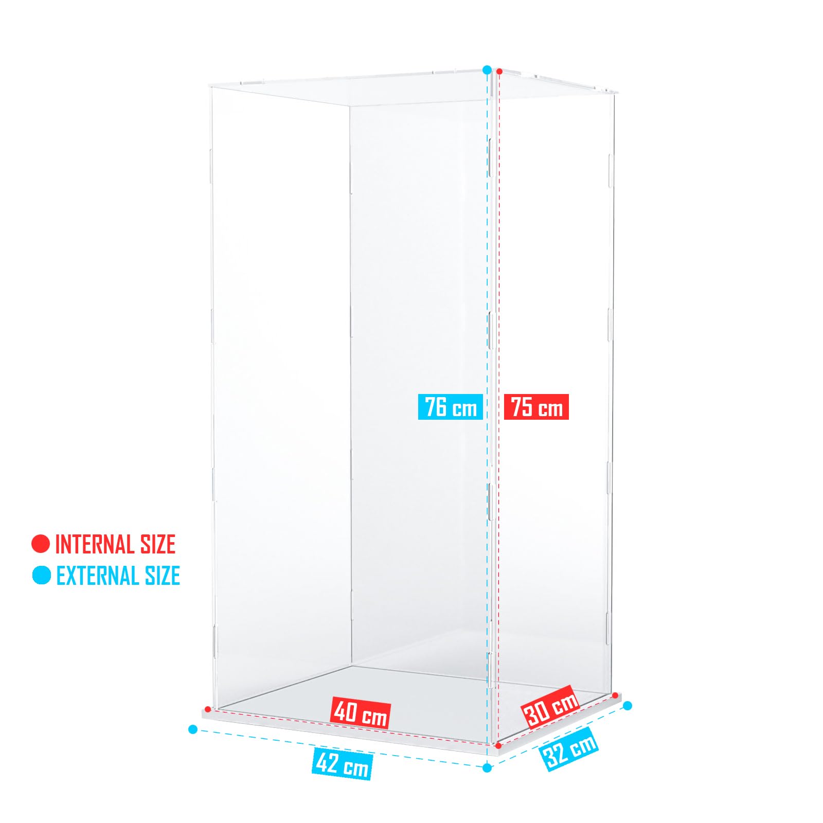 Nynelly 75 cm Tall Acrylic Display Case for Lego Space 10341 for Bearbrick 1000% Models Figures Dolls