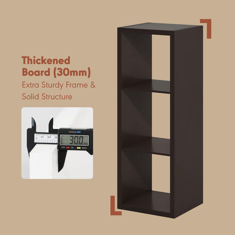 Furinno CUBICLE Record Player Stand with Vinyl Storage, 3-Cube 1.2 Extra Thick Vinyl Record Storage