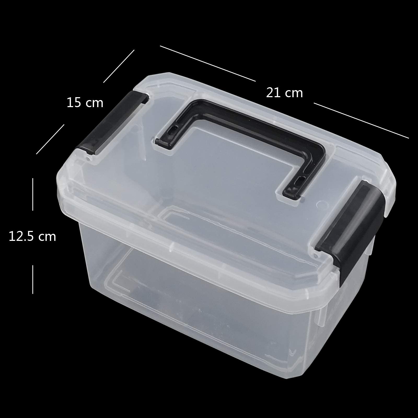 Gitany 4-pack Mini Clear Storage Boxes with Lids, 2 Liter Plastic Boxes Containers with Handles