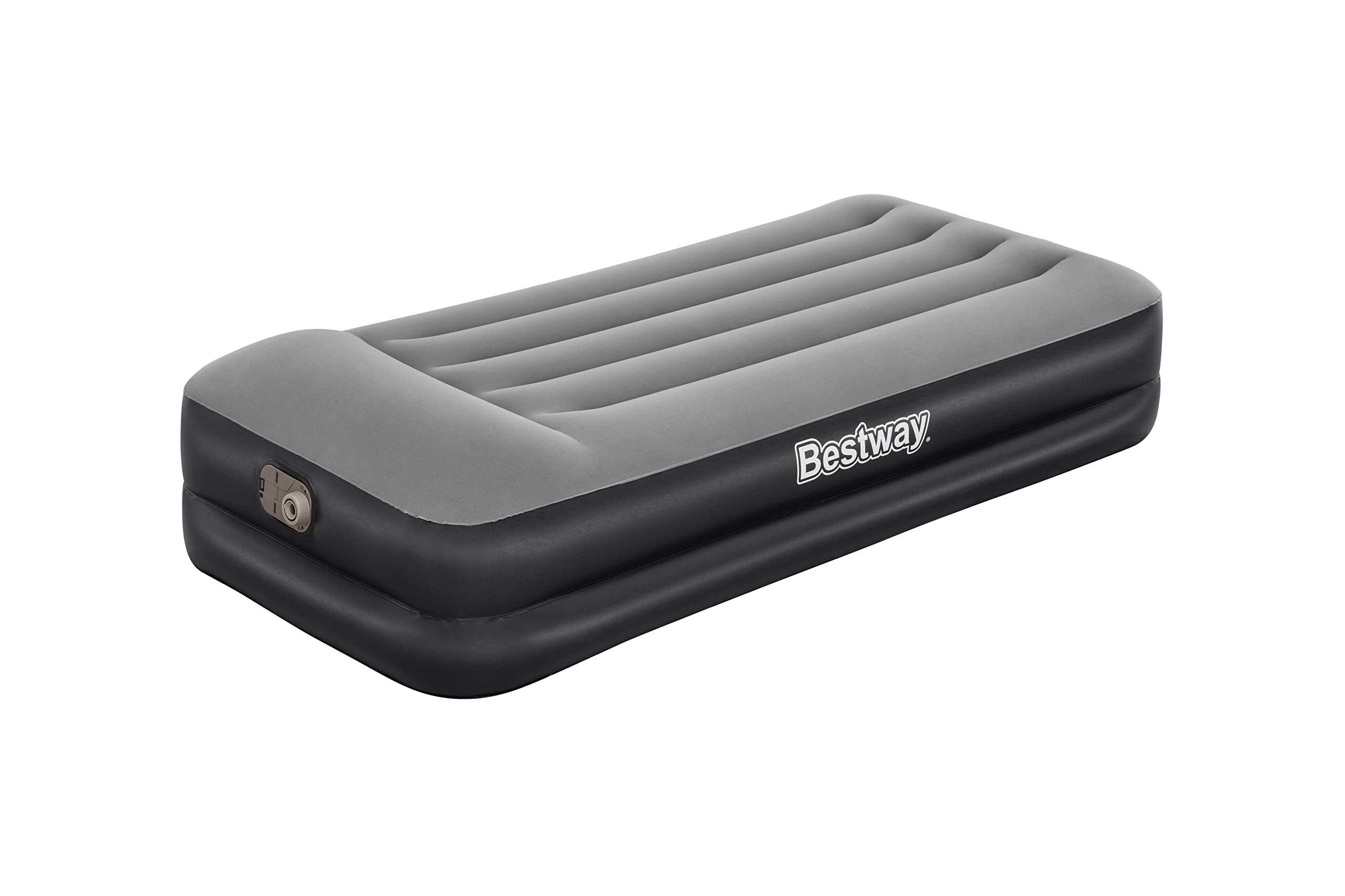 Bestway | Tritech Air Mattress, Twin Size with Built in AC Pump | Durable Inflatable Mattress with Fast Inflation and Storage Bag, Grey