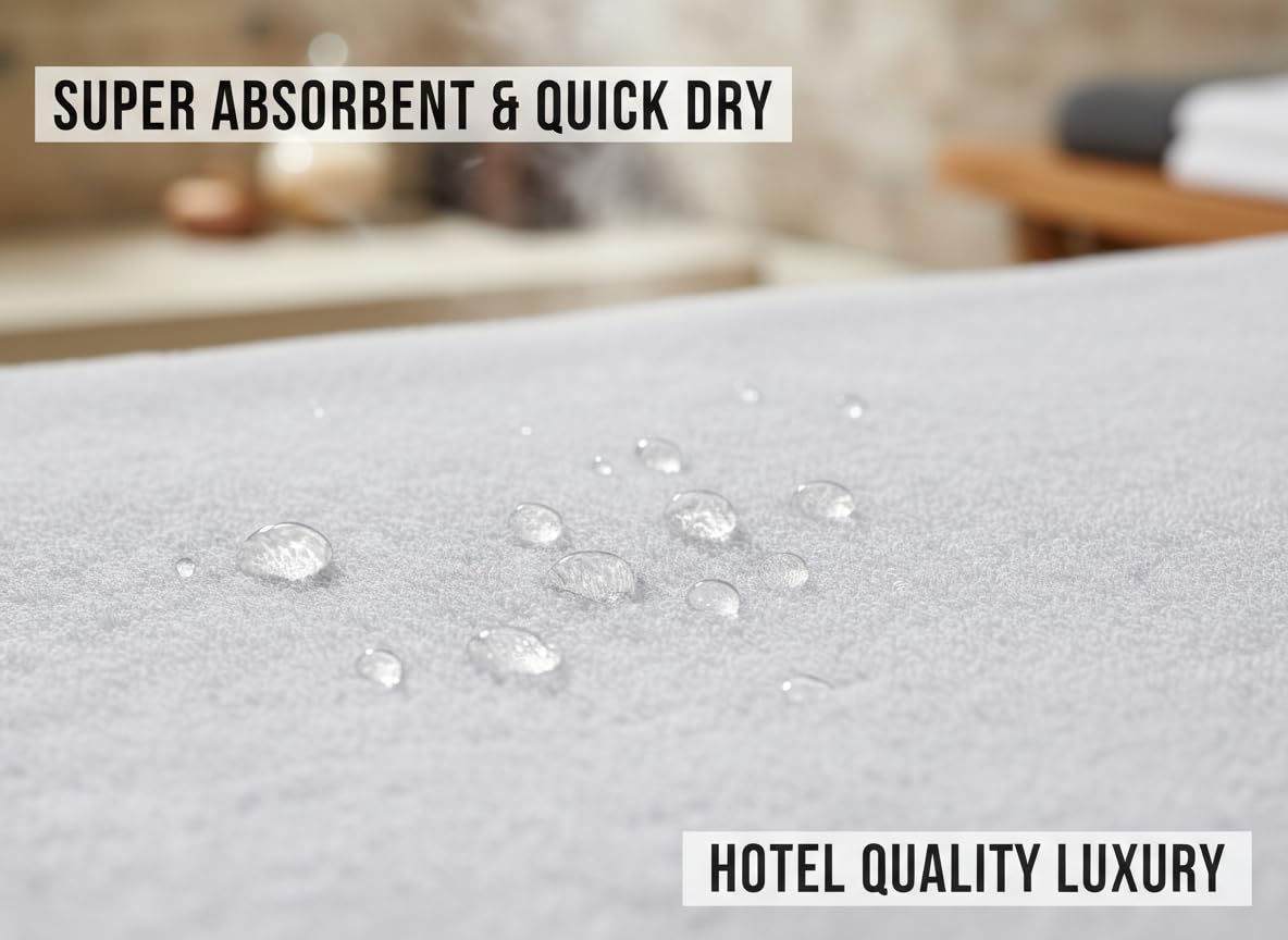 Aaf Textiles Bath Sheets Extra Large Oversized 96 x180 cm in White, 100% Egyptian Cotton Style 515 GSM Shower Towel – Thick and Absorbent