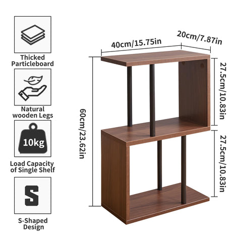 Aibiju S-Shaped Side Table, 3-Tier End Table with Open Storage Shelves, Non-Slip Feet, Modern Style Nightstand