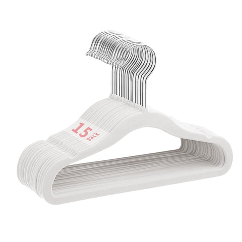 MangoKit Non-Slip Baby Velvet Hangers, Newborn Coat Hangers 15 Pack White