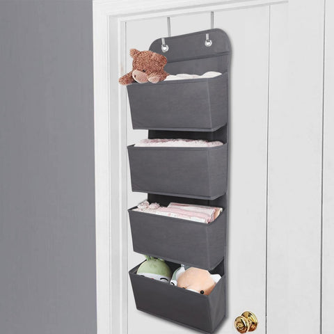 ManGotree 4 Pockets Over Door Storage Organiser Space Saving Dark Grey